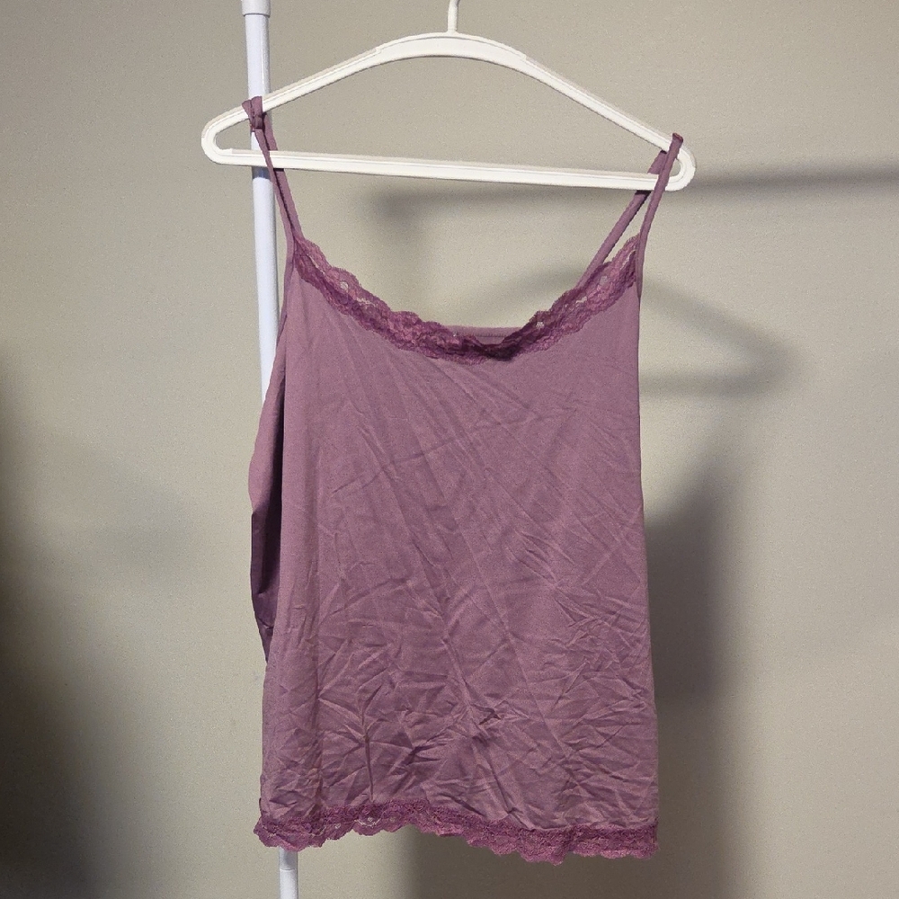 Reitmans Lace‑Trim Camisole Soft Stretch Purple Plus Size 2X